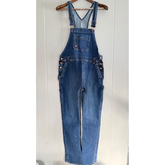 Dickies Womens S Denim Bib Overalls Boyfriend Fit Workwear Carpenter Y2K Utility - Picture 11 of 11